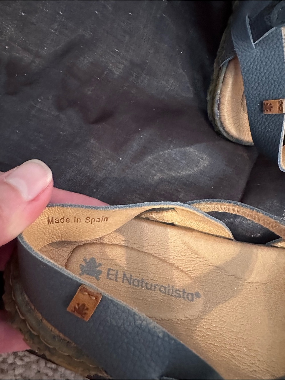 El Naturalista Blue-Gray Leather Strappy Sandals Velcro strap EU 39 US 8.5 eco - Picture 3 of 12